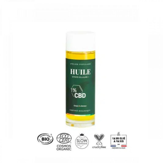 Huile corps cheveux - Détente cellulaire CBD - 100ml - Atelier-populaire