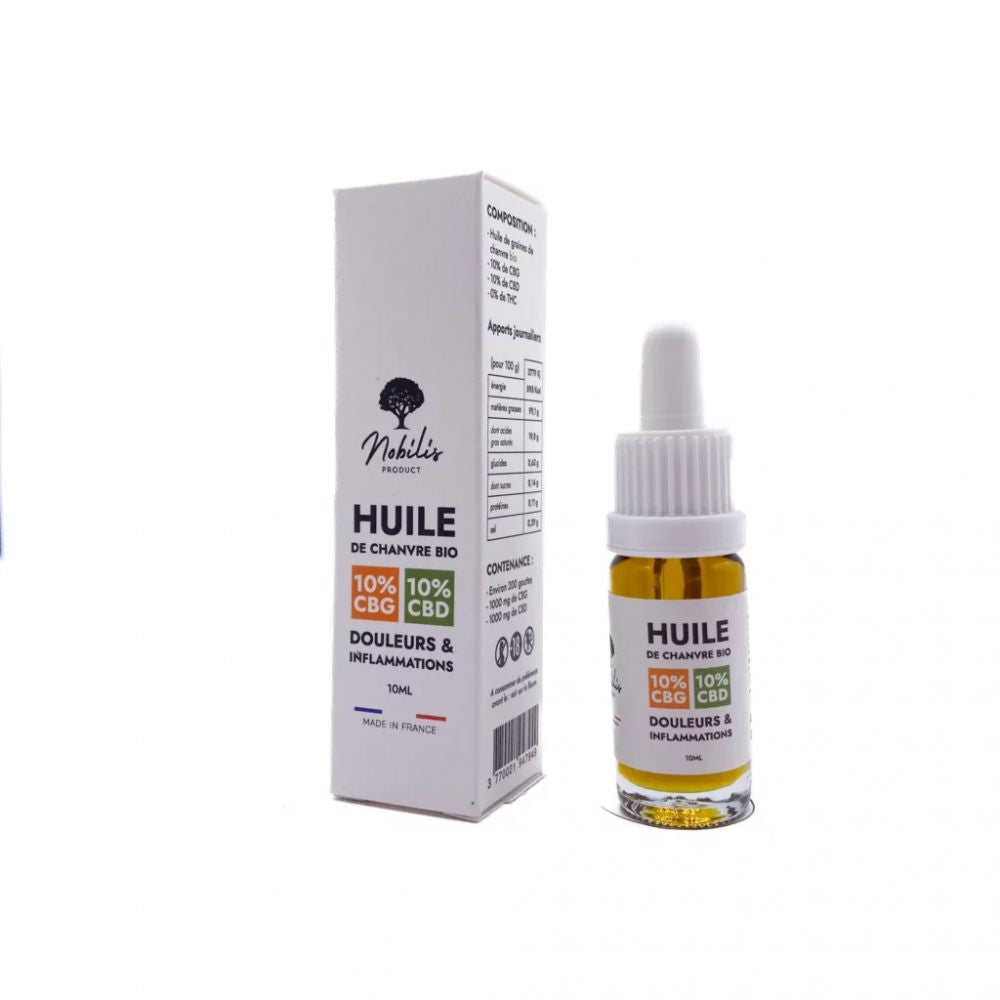 Huile 10% CBD + 10% CBG - Douleurs-inflammations - Nobilis