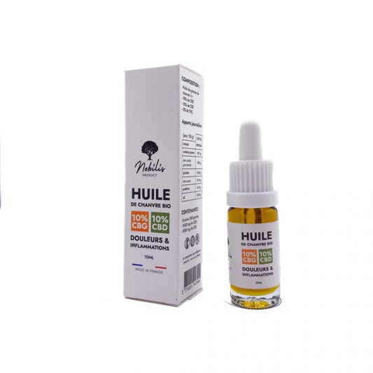 Huile 10% CBD + 10% CBG - Douleurs-inflammations - Nobilis